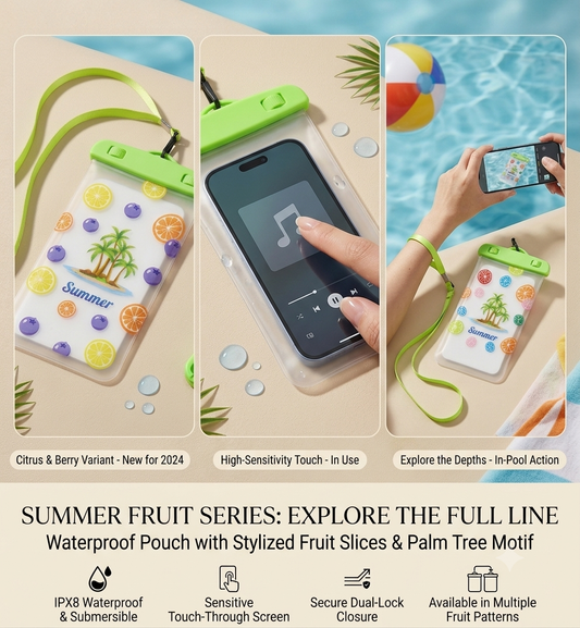 Summer Fruit Waterproof Phone Pouch with Neck Strap – Touchscreen Friendly