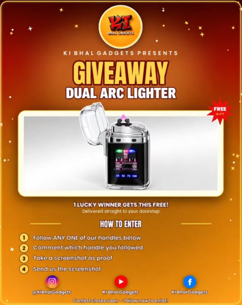 Rechargeable Dual Arc Lighter giveaway prize