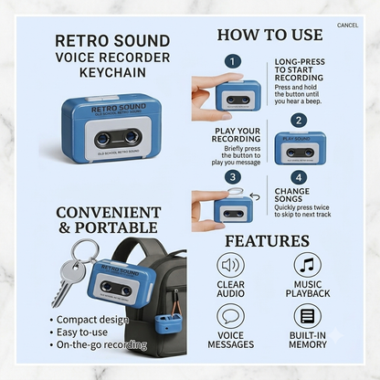 Retro Cassette Voice Recorder Keychain – Record, Play and Gift Your Voice